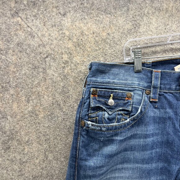 True Religion Billy Jeans Mens 36 Blue Denim Straight Leg Bootcut Made USA - Picture 4 of 10
